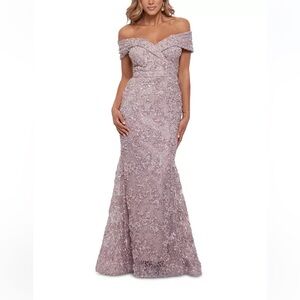Xscape Off-The-Shoulder Lace Gown